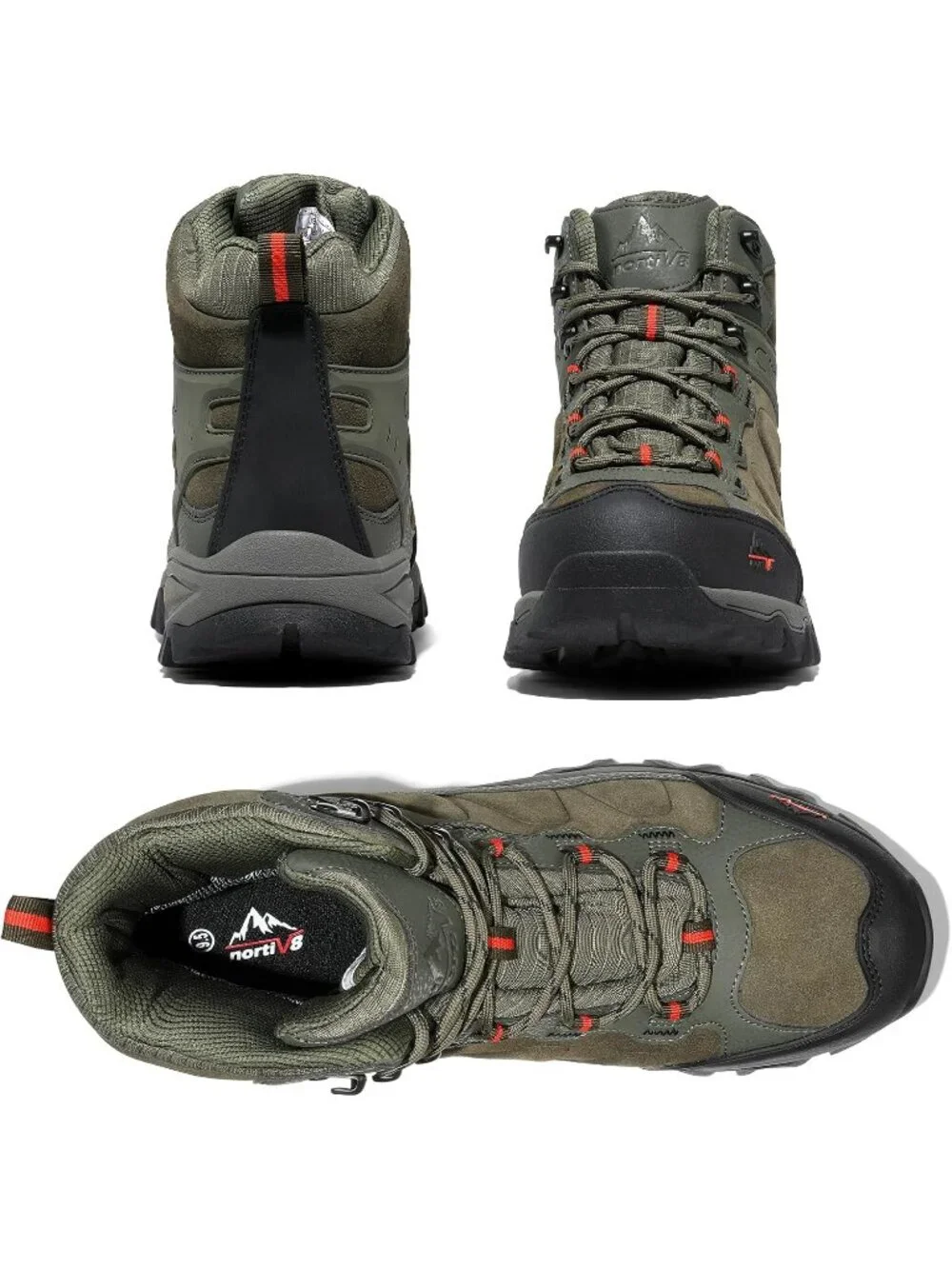 Men's Army Green Waterproof Shoes Casual Mid Top Round Toe Non Slip Hiking Boots